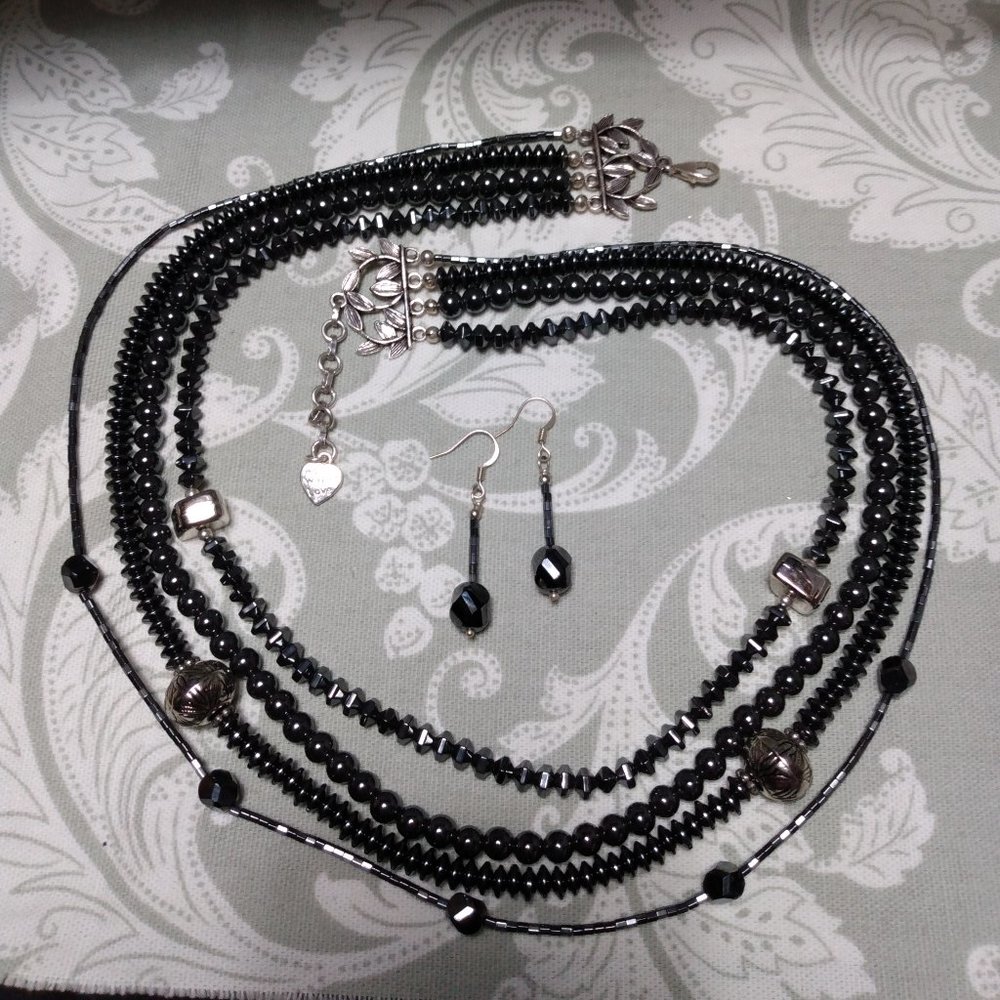 Hematite Necklace & Earrings Set